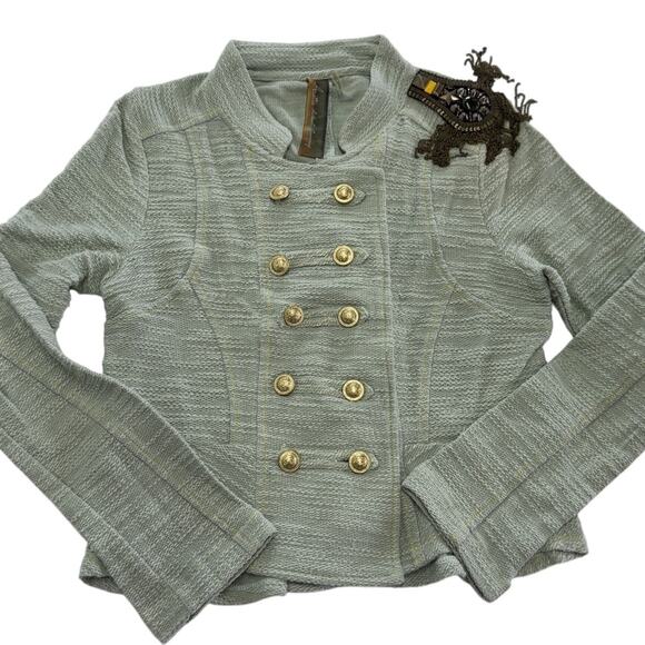 Aratta Silent Journey Jacket Womens Small Military Embroidered Button Boho Art - Picture 1 of 7